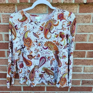 J. Jill Shirt Women's Size Small Paisley Long Sleeve